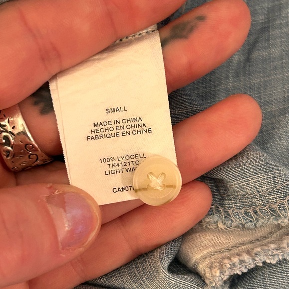 Thread Supply 100% Lyocell Denim Dress with Pockets, Full Button front & Collar - Picture 7 of 7